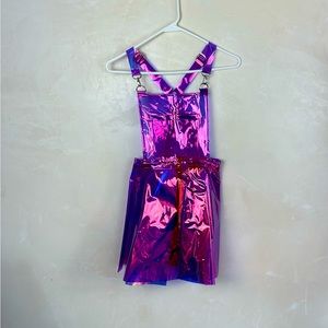 Dolls Kill Club Exx Candy Gurl Hologram Overall Dress Size Small. NWOT